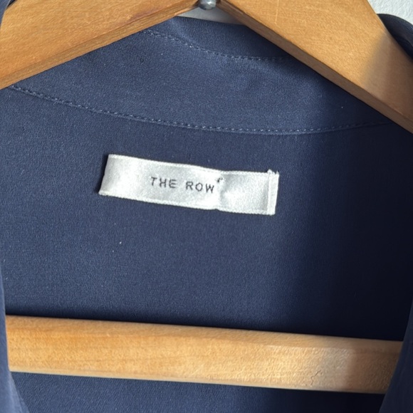 The Row Women's Navy Blue Silk Button Down Blouse top 14 - Picture 7 of 12